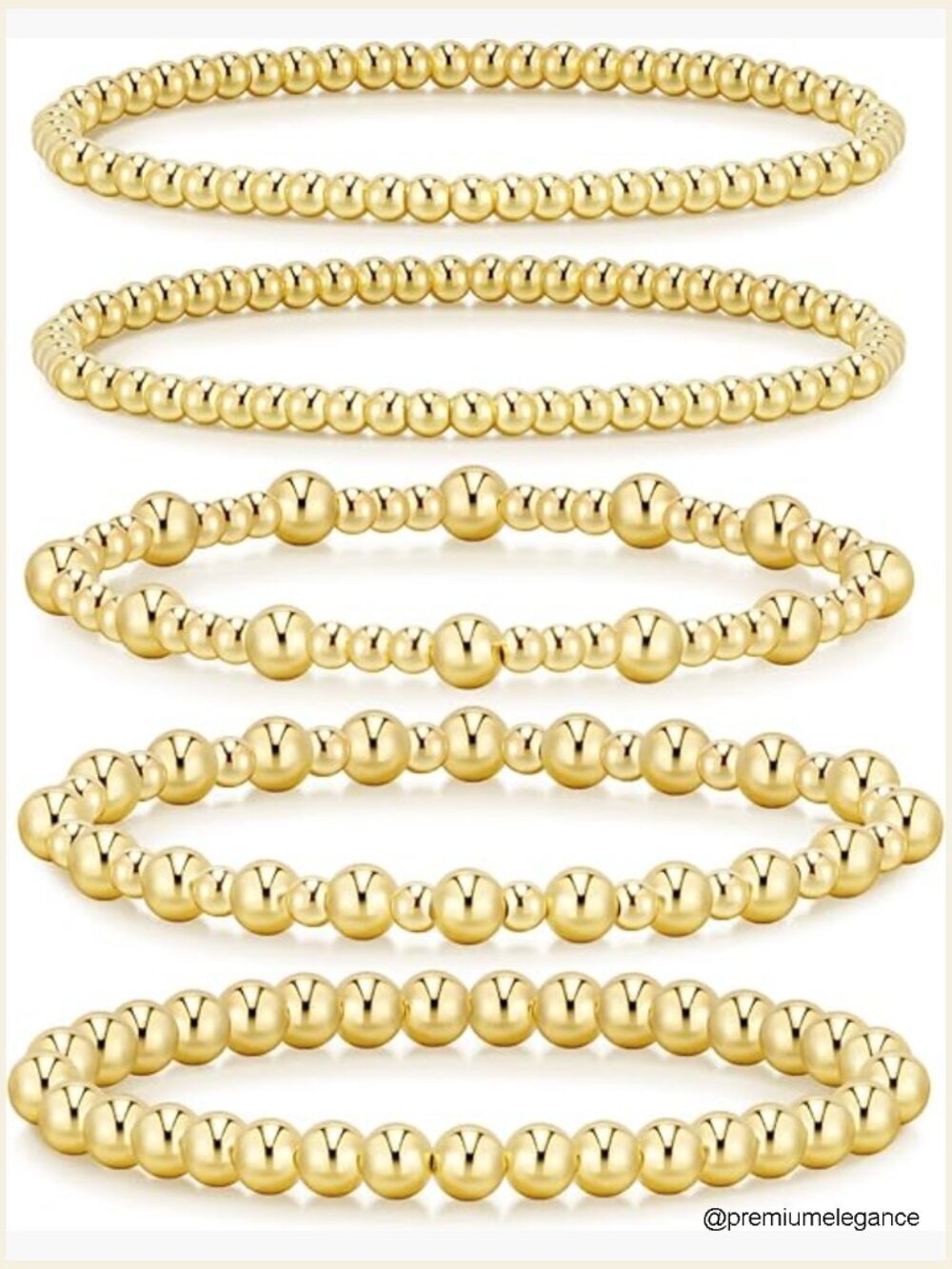 Gold Beaded Stretch Bracelets for Women: 5PCS Stackable Set